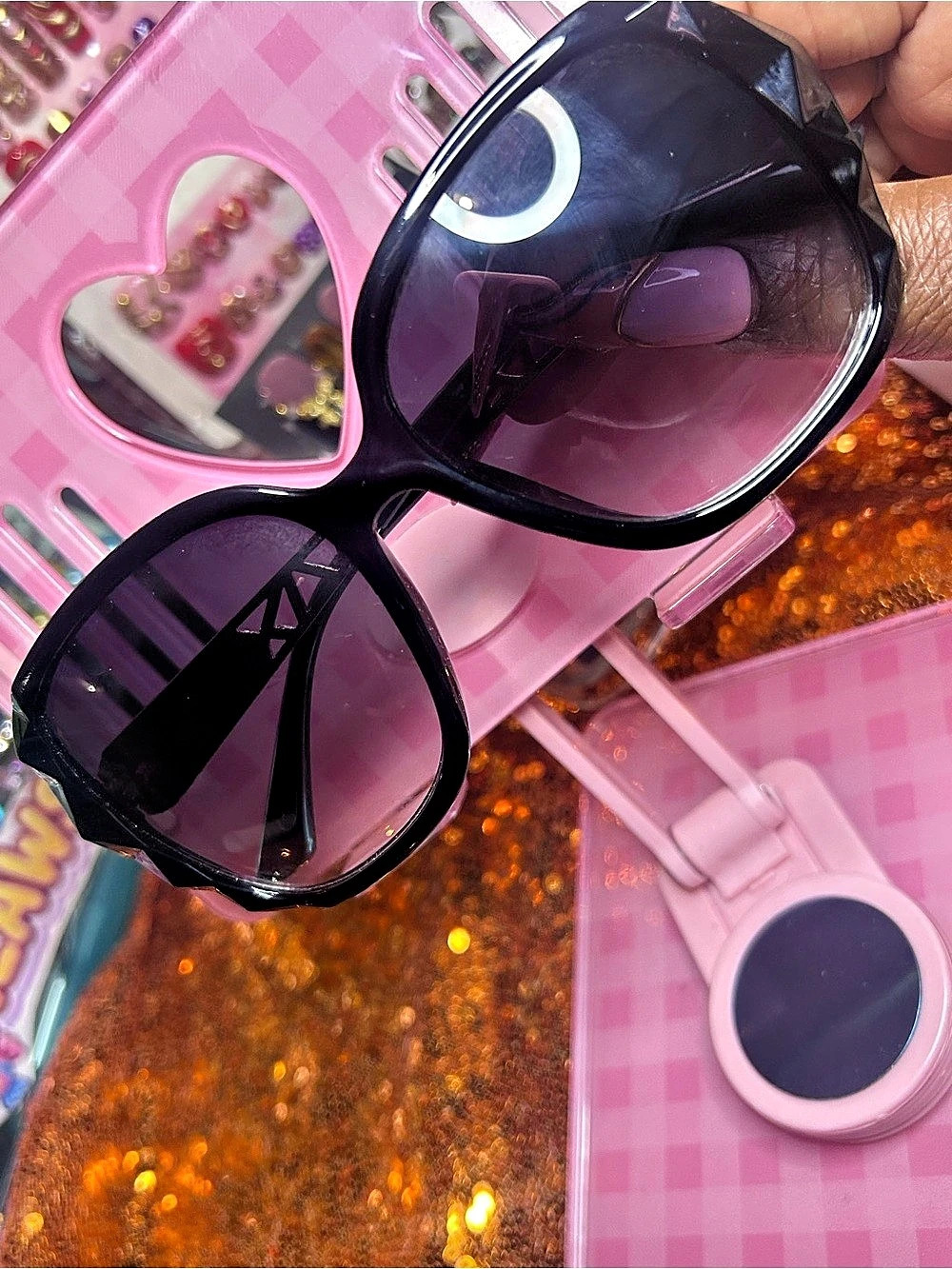 Oversized Black & Purple Sunglasses Like New